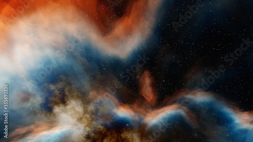 Konstfotografi abstract nebula in space, multi-colour nebula 3d render