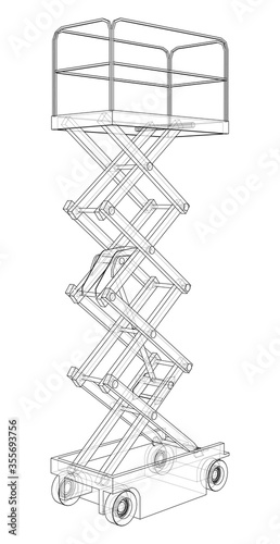 Scissor lift concept outline. Vector