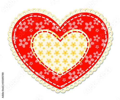 Patchwork and lace heart