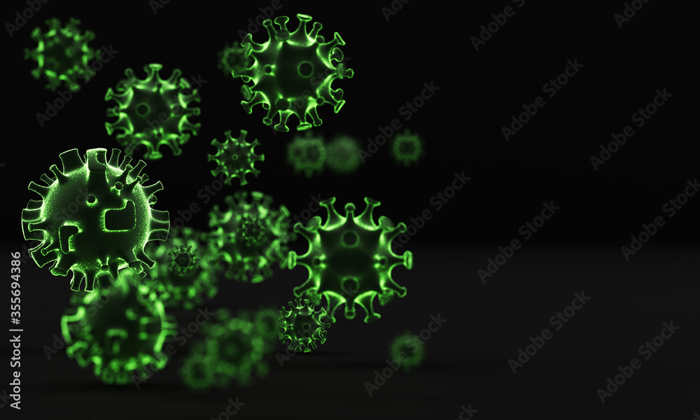 Coronavirus (COVID-19) The virus model is realistic 3d rendering