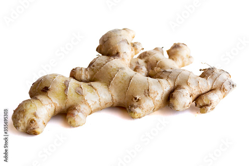 fresh ginger root on white background