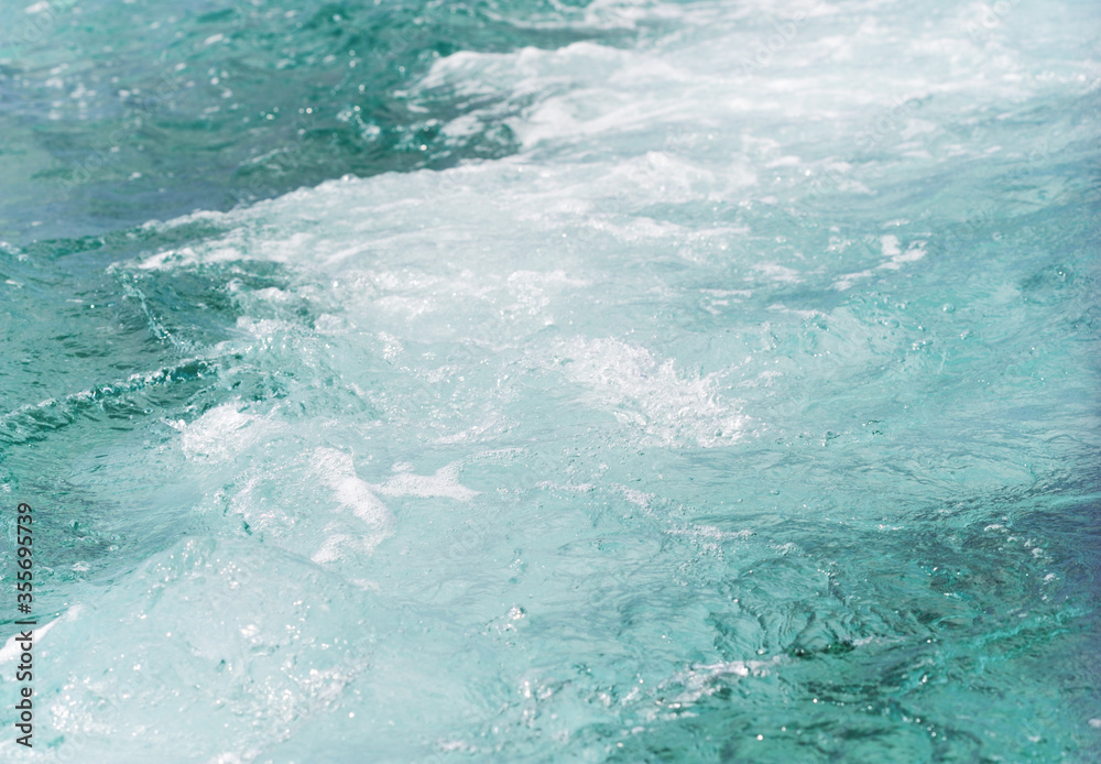 Turquoise color of river water. Blue sea, ocean for with waves Turquoise color of river water. Blue sea, ocean for with waves