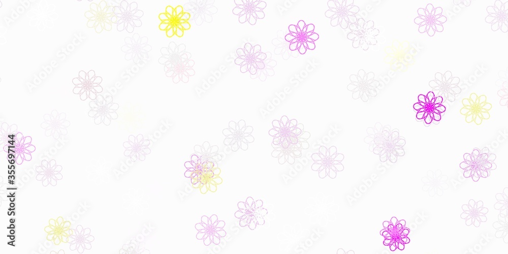 Light Pink, Yellow vector natural backdrop with flowers.