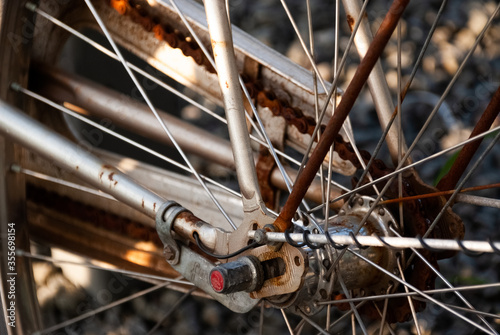 rusty bicycle wheel detail