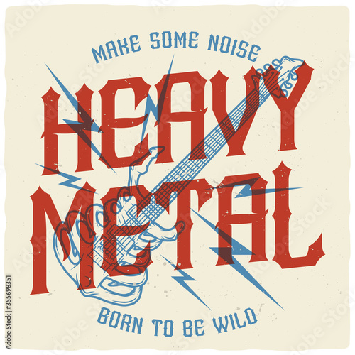 T-shirt or poster design with illustration of a stylized guitar