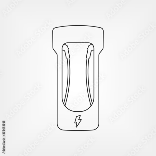 Electric car charging station vector line icon