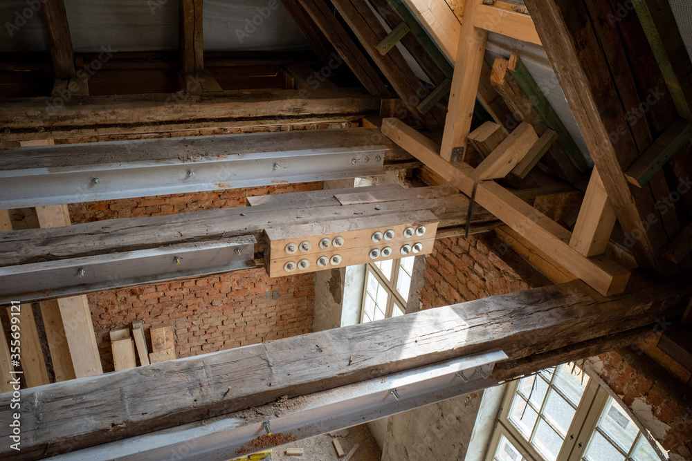 the upper floor of an old half-timbered house restored the upper floor of an old half-timbered house restored