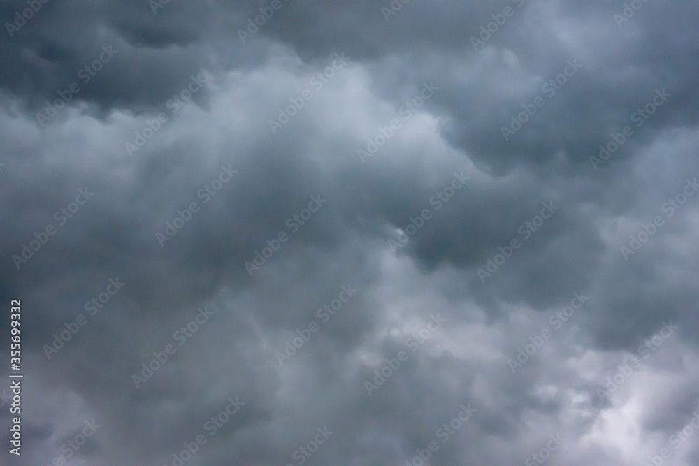 Black rain clouds in the sky.