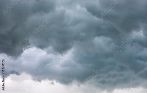 Black rain clouds in the sky.