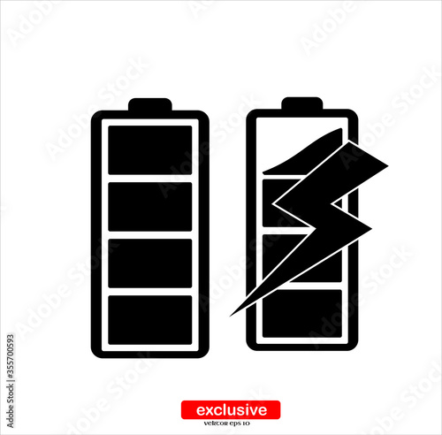 battery icon low and full charging .Flat design style vector illustration for graphic and web design.