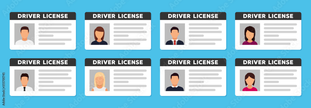 Document ID with person photo. Vector icon in flat