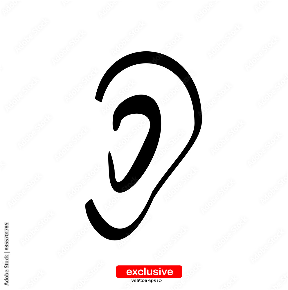 ear icon.Flat design style vector illustration for graphic and web design. ear icon.Flat design style vector illustration for graphic and web design.