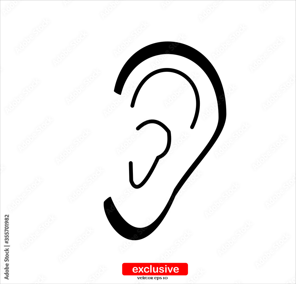 ear icon.Flat design style vector illustration for graphic and web design. ear icon.Flat design style vector illustration for graphic and web design.