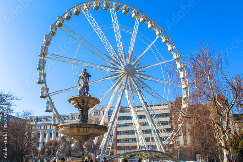 Photography HUNGARY, BUDAPEST - January 18,2020:View of the Ferris wheel from Erzsebet square