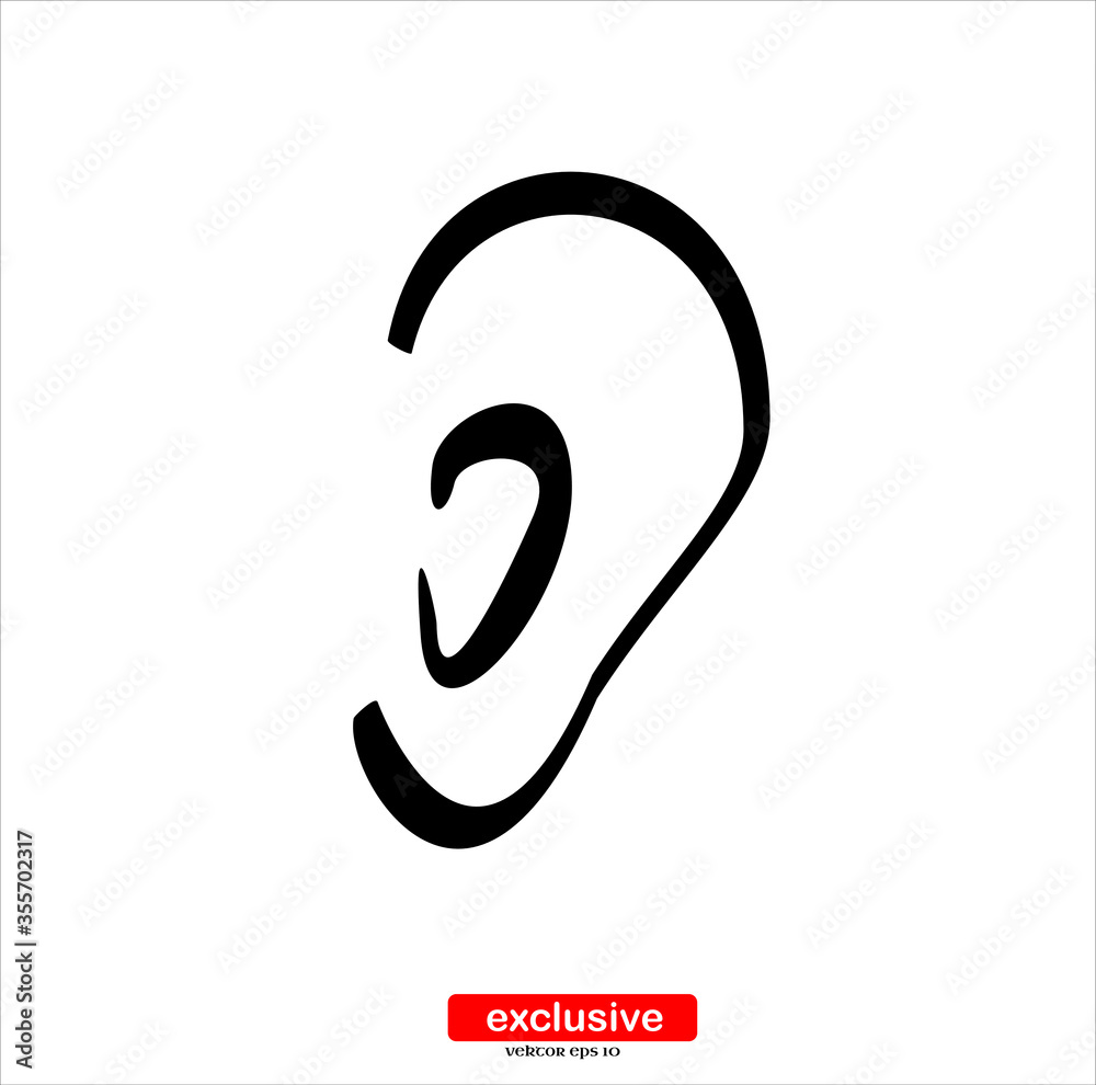 ear icon.Flat design style vector illustration for graphic and web design. ear icon.Flat design style vector illustration for graphic and web design.