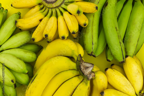 Assortment of fresh raw bananas