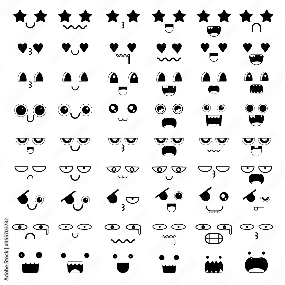 Set of kawaii face icon design. Vector illustration. Set of kawaii face icon design. Vector illustration.