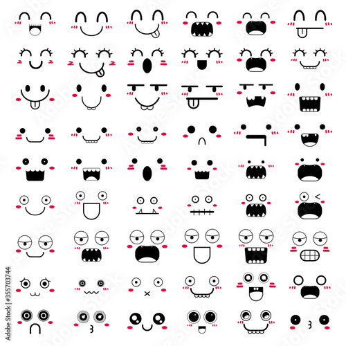Set of kawaii face icon design. Vector illustration.
