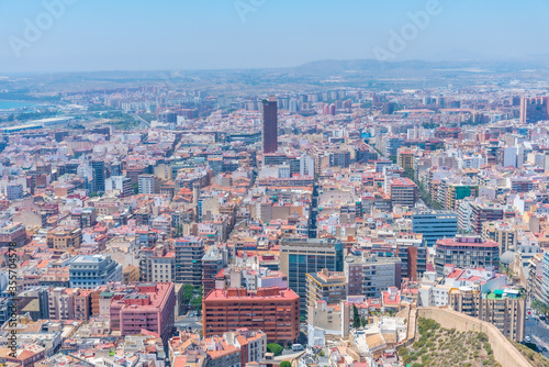 Aerial view of the old town of Alicante, Spain photo