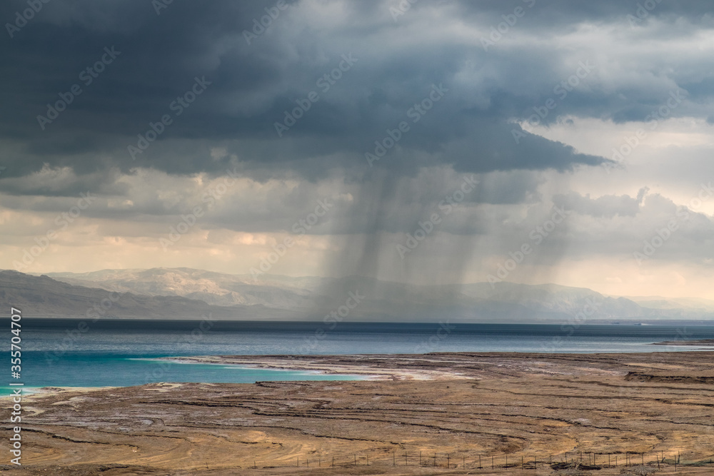 Salty Dead sea shore in Israel