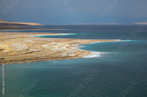 Salty Dead sea shore in Israel