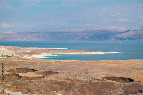 Salty Dead sea shore in Israel