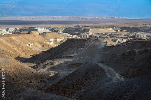 Salty Dead sea shore in Israel
