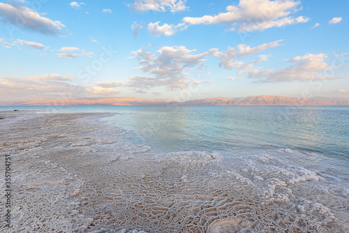 Salty Dead sea shore in Israel