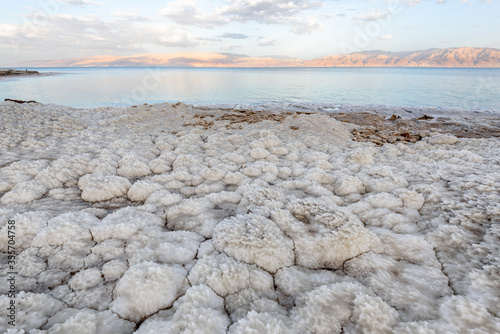 Salty Dead sea shore in Israel