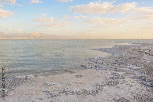 Salty Dead sea shore in Israel