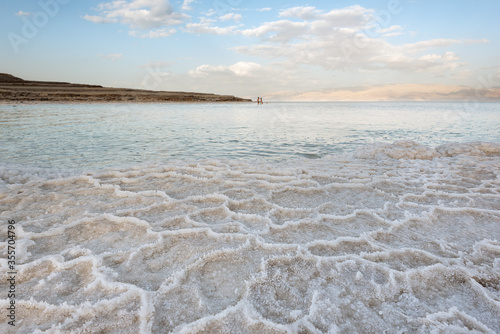 Salty Dead sea shore in Israel
