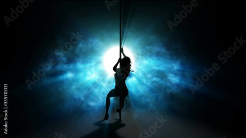 Pole dance on blue background