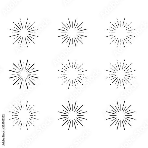 Wallpaper Mural Sunburst set isolated on white background.Vector Sunburst black color set ( 9 icon set ) Torontodigital.ca