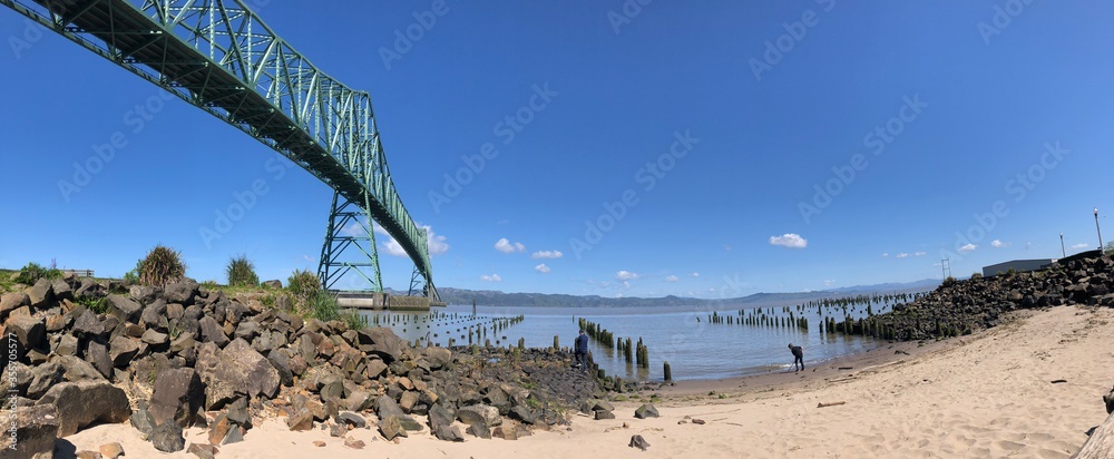 Astoria bridge and Columbia River panorama Astoria bridge and Columbia River panorama