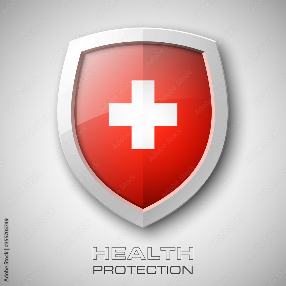 Obraz premium medical health protection shield with cross isolated