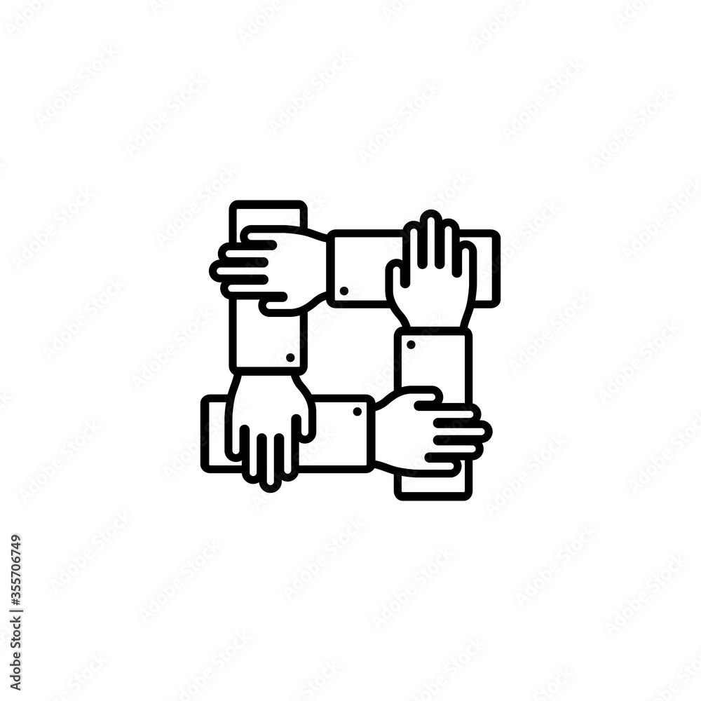 Teamwork. Group, business, hand. Line icon on isolated background. Eps 10 vector Teamwork. Group, business, hand. Line icon on isolated background. Eps 10 vector