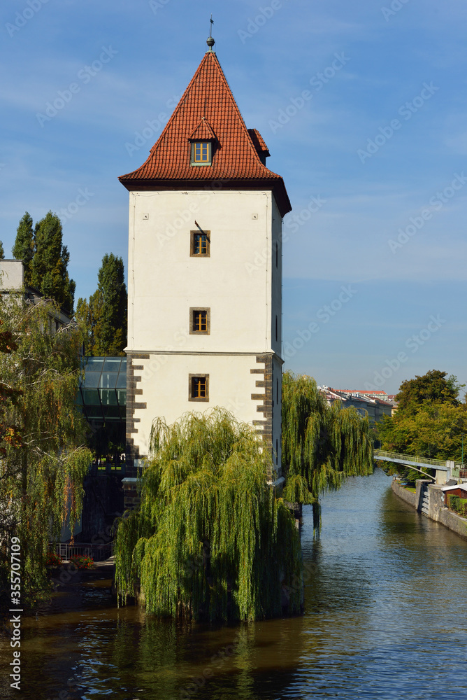 At southern tip of Children's island there is water tower, called Petrziikovska. Prague, Czech Republic