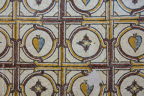 Close up shot of a mosaic made of very small tiles