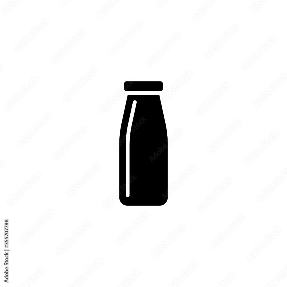 Milk bottle vector icon in black solid flat design icon isolated on white background