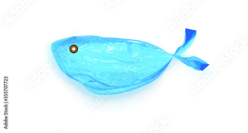 An image of a plastic bag that mimics fish in blue. Concepts of future marine environment. vector