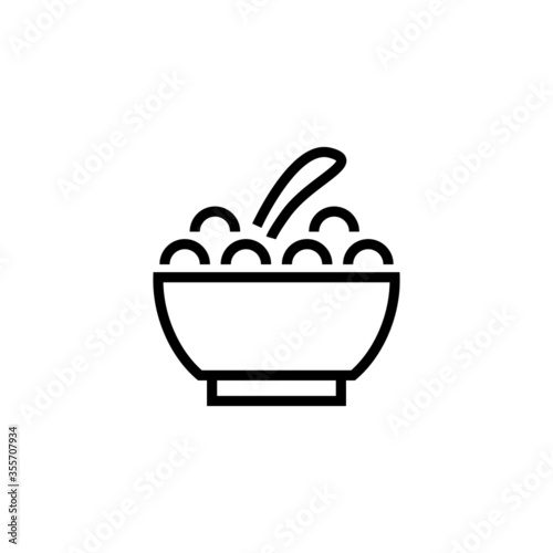 Cereal vector icon in linear, outline icon isolated on white background