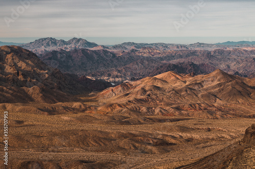 Aerial views on Grand Canyon, Lake Mead  and Colorado River on the border of Nevada and Arizona