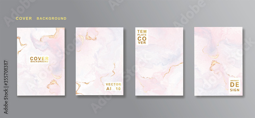 Marble pink gold abstract book cover design template Vector 