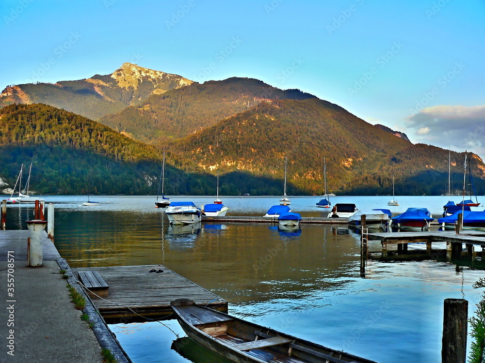 Austrian Alps-morning on the lake Wolfgangsee in St.Gilgen
