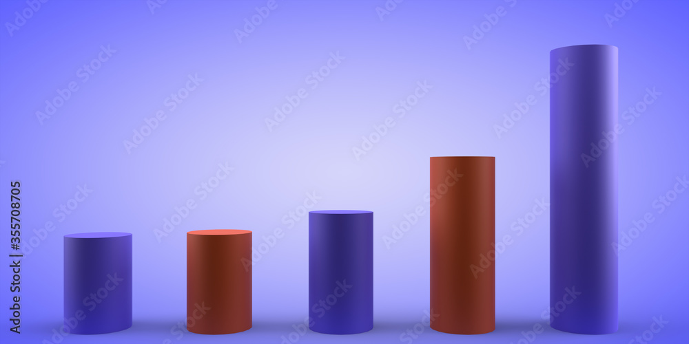 Abstract graph of multi-colored cylinders on a blue background. Business schedule. 3d render Abstract graph of multi-colored cylinders on a blue background. Business schedule. 3d render