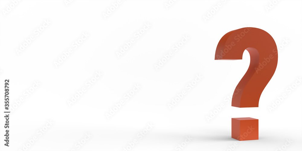 A red question mark isolated on a white background. 3d render A red question mark isolated on a white background. 3d render