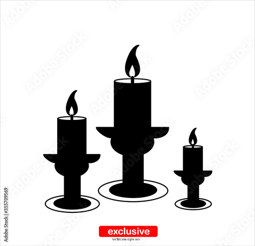 burning candle in candle in candlestick icon.Flat design style vector illustration for graphic and web design.