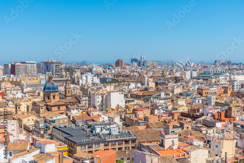 Aerial view of Valencia from belltower of the cathedral, Spain photo