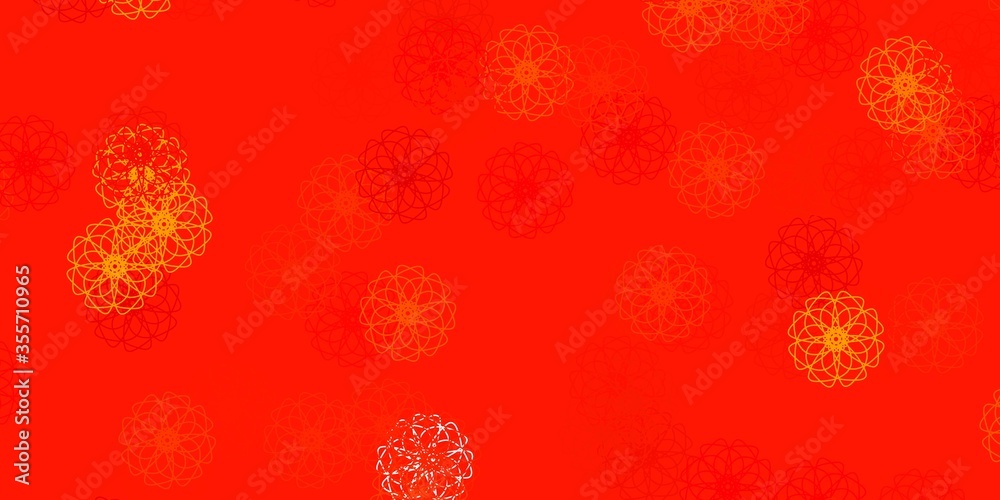 Light Orange vector doodle template with flowers. Light Orange vector doodle template with flowers.