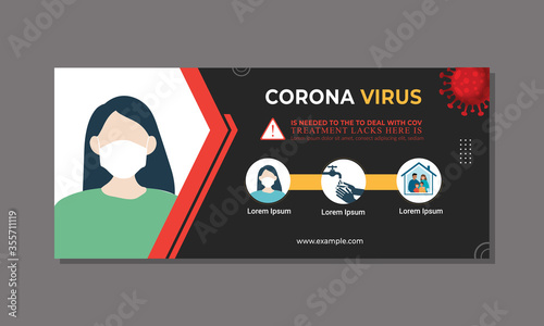 creative clean corona virus facebook cover page vector template for business or company photo